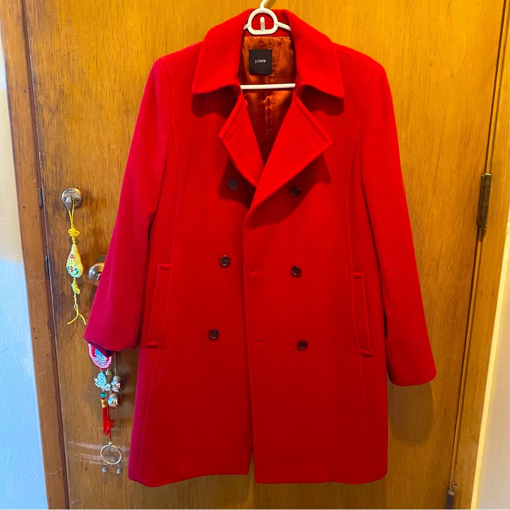 J Crew women’s red pea coat - size small / medium